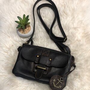HARBOUR 2ND LUNA FLAP Soft Buttery LEATHER Convertible CROSSBODY Bag DrkBrownEUC